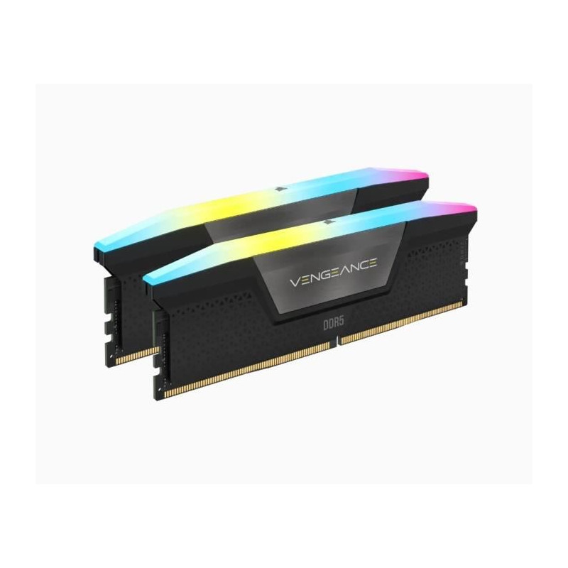 Mémoire RAM - CORSAIR - Vengeance RGB DDR5 - 32GB 2x16GB DIMM - 5600 MHz - 1,25V - Noir (CMH32GX5M2B5600C36K)