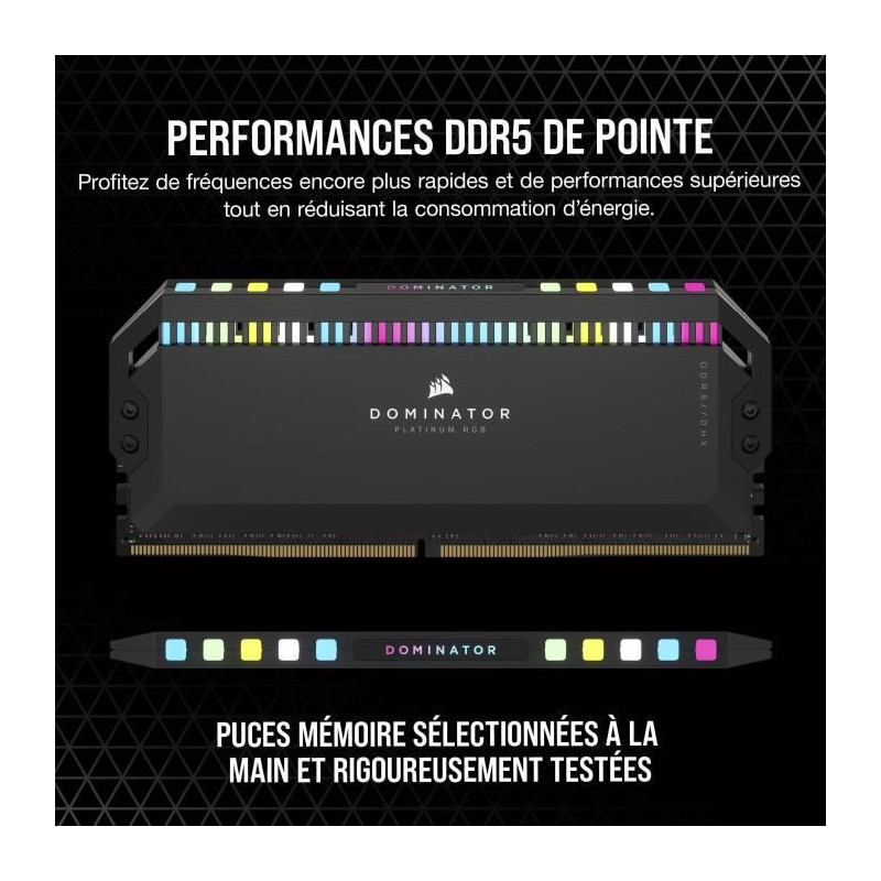 CORSAIR Dominator PLATINUM RGB - 32GB 2x16GB - DDR5 5600MHz - CAS36 - Black (CMT32GX5M2X5600C36)