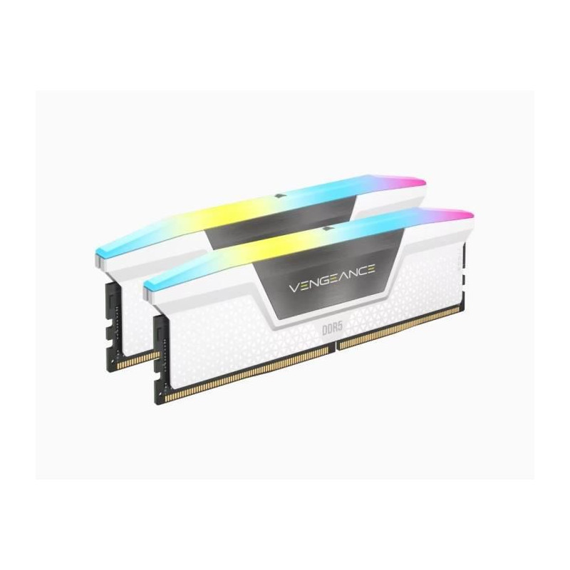 Mémoire RAM - CORSAIR - Vengeance RGB DDR5 - 32GB 2x16GB DIMM - 6000 MHz - 1,35V - Blanc (CMH32GX5M2D6000C36W)