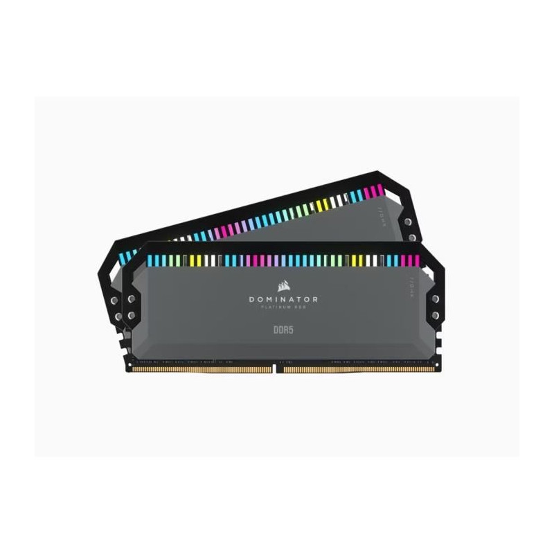 Mémoire RAM - CORSAIR - DOMINATOR PLATINUM RGB DDR5 - 32GB 2x16GB DIMM - 5200 MHz - 1,25V - Gris (CMT32GX5M2B5200Z40)