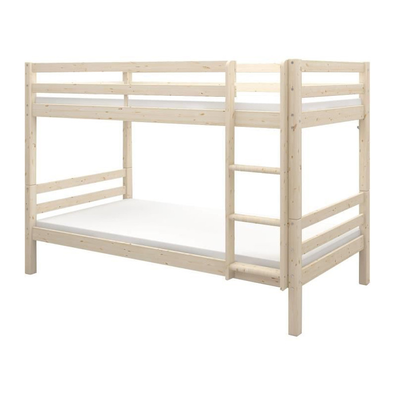 Lits superposés séparables enfant - 2x90x190 cm - Pin massif naturel - Sommier inclus - ANDO