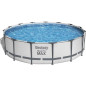 Kit Piscine hors sol tubulaire BESTWAY Steel Pro Max™- 457 x 107 cm - Ronde (Avec pompe de filtration, échelle + bâche)