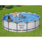 Kit Piscine hors sol tubulaire BESTWAY Steel Pro Max™- 457 x 107 cm - Ronde (Avec pompe de filtration, échelle + bâche)