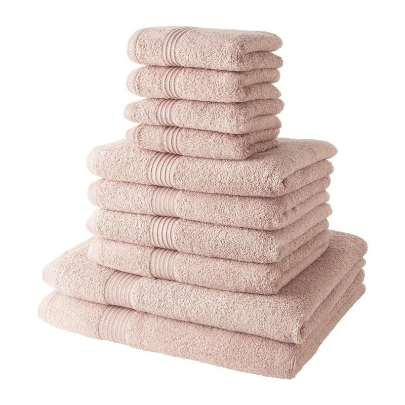 Lot de 4 Serviettes de bain TODAY 30x50 + 4 Serviettes de bain50x90 + 2 Draps de bain 70x130 cm 100% Coton - Rose des sables