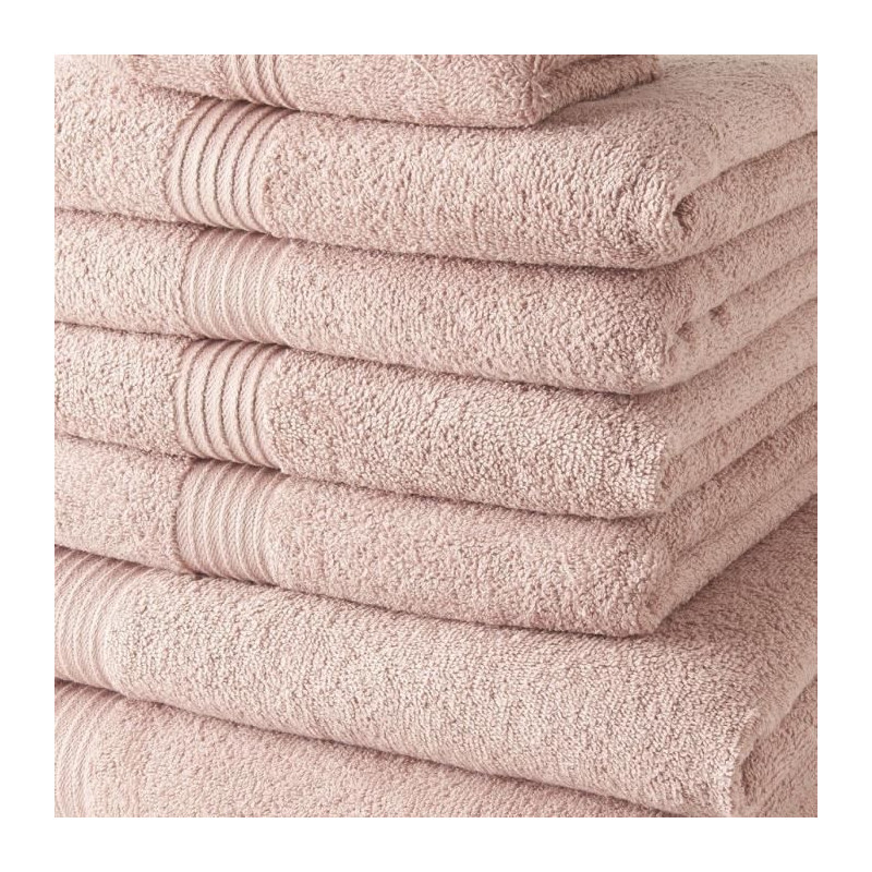 Lot de 4 Serviettes de bain TODAY 30x50 + 4 Serviettes de bain50x90 + 2 Draps de bain 70x130 cm 100% Coton - Rose des sables