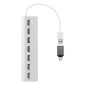 Hub USB T nB USB A Aluminium vers 7 X USB A Blanc et Gris