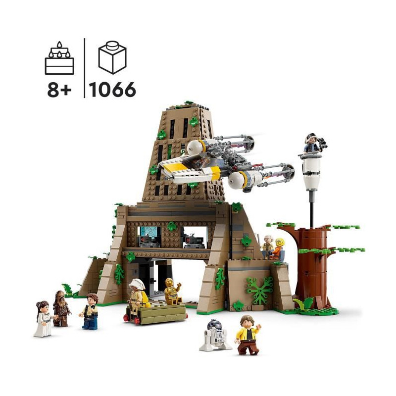 LEGO Star Wars 75365 La Base Rebelle de Yavin 4, Jouet avec 10 Minifigurines dont Luke Skywalker, la Princesse Leia