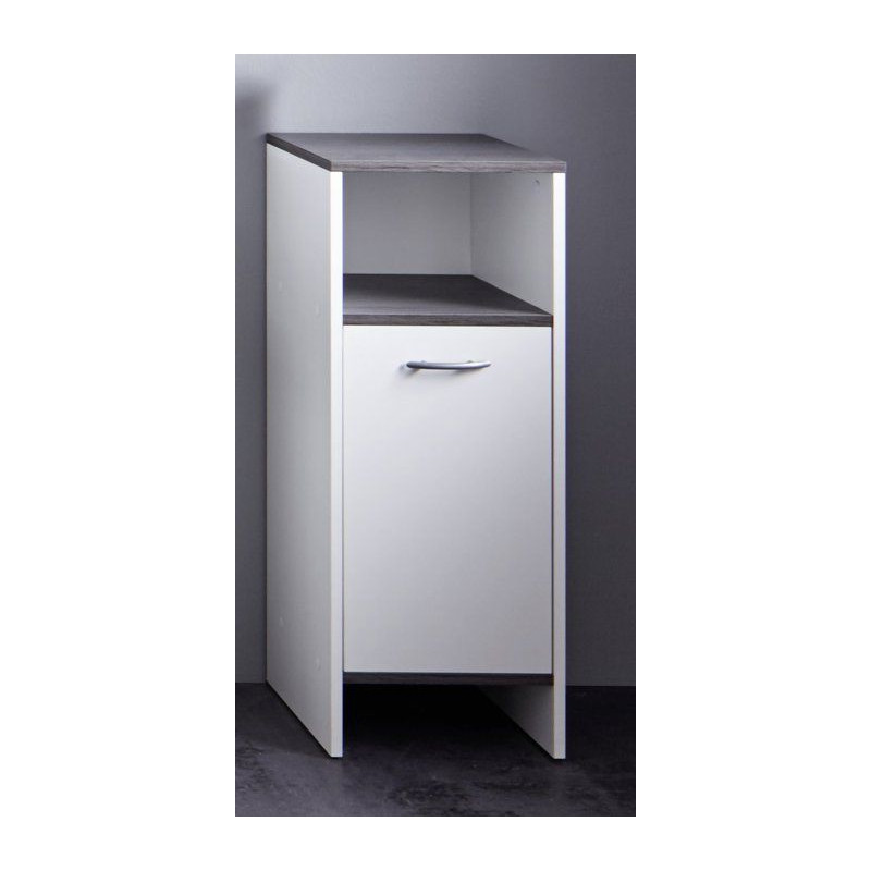 trendteam smart living Armoire de toilette avec beaucoup d'espace d'rangement, Blanc/Argent fumée, 32 x 82 x 99 cm