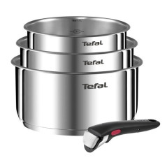 TEFAL L896S404 INGENIO EMOTION Set 3 Casseroles 16/18/20 cm+1 poignée - Inox - Tous feux dont induction