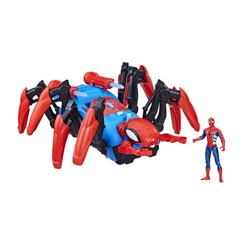 Marvel Spider-Man Véhicule Araignée de combat, jouets de super-héros pour enfants, lance de l'eau et des projectiles, des 4 