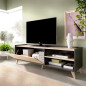 Ensemble salon NESS : Meuble TV + Table basse relevable - Mélaminé - Décor chene et anthracite