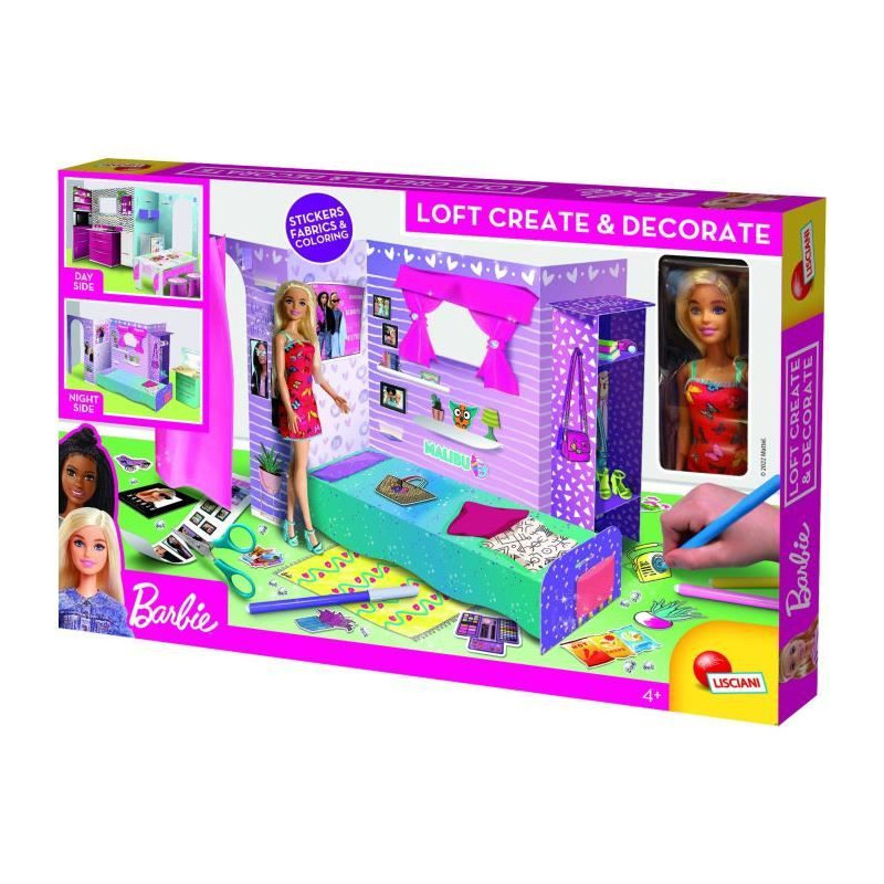 Loft a monter et a décorer éco responsable - Barbie - en carton rigide avec poupéé Barbie - LISCIANI