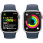 Apple Watch Series 9 GPS + Cellular - 41mm - Boîtier Silver Aluminium - Bracelet Storm Blue Sport Band - S/M