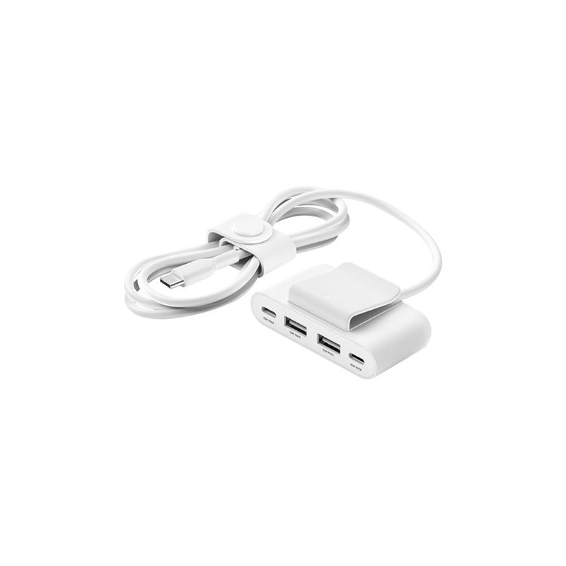 Hub Belkin BoostCharge 4 ports 2 USB C et 2 USB A avec câble de 2 m Blanc