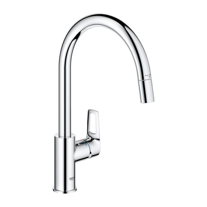 Robinet de cuisine - Mitigeur monocommande évier - Chromé - Bec haut en C - Mousseur extractible - GROHE StartLoop - 30556000