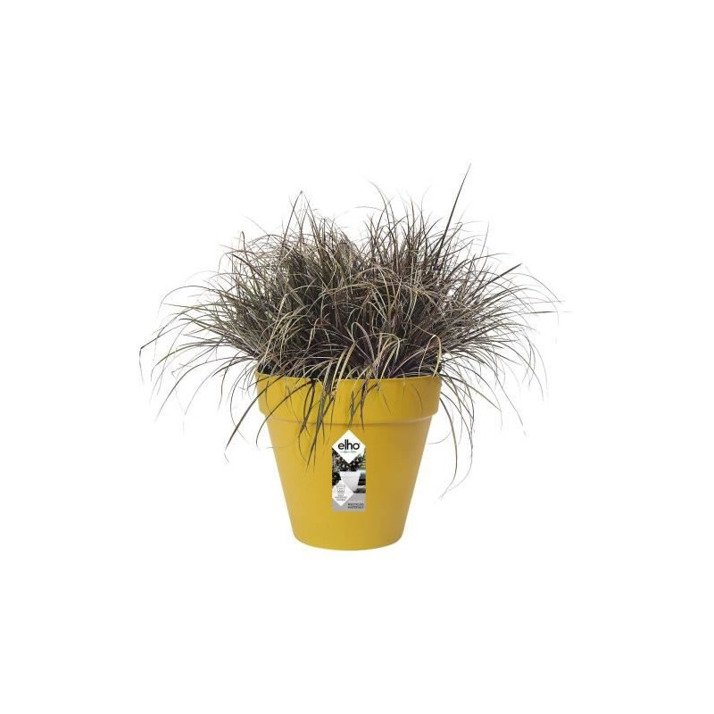 ELHO Pot de fleurs rond Loft Urban 25 - Extérieur - Ø 24,5 x H 22,2 cm - Jaune ocre