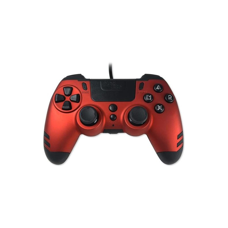 Manette filaire Steelplay Slimpack pour PS4 PS3 PC Rouge et noir