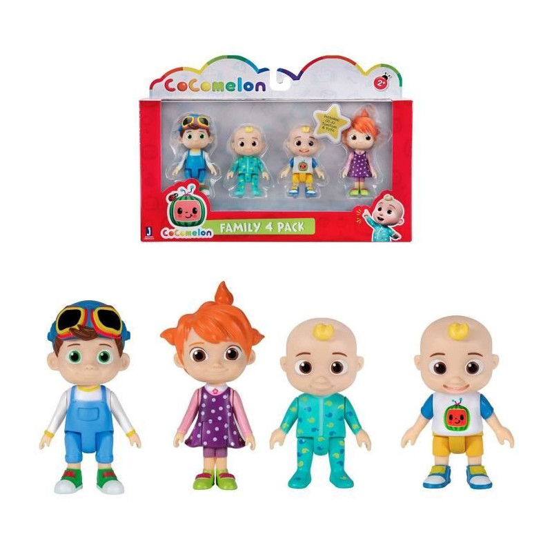 Bandai - CoComelon - Pack 4 figurines - Figurines 7cm a collectionner - JJ (2 figurines), TomTom et YoYo - WT00035