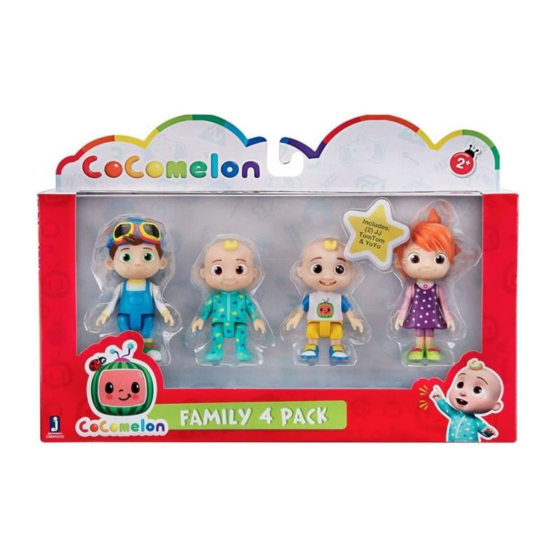 Bandai - CoComelon - Pack 4 figurines - Figurines 7cm a collectionner - JJ (2 figurines), TomTom et YoYo - WT00035