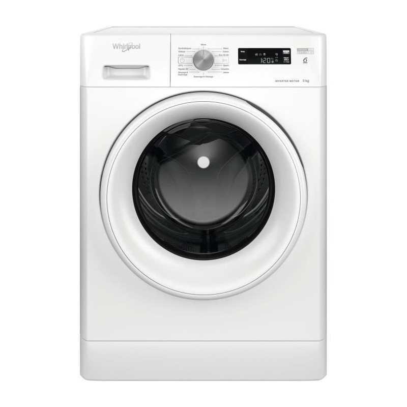 Lave-linge hublot WHIRLPOOL FFSPL9258WFR Freshcare - 9 kg - Induction - L60cm - 1200 trs/min - Blanc