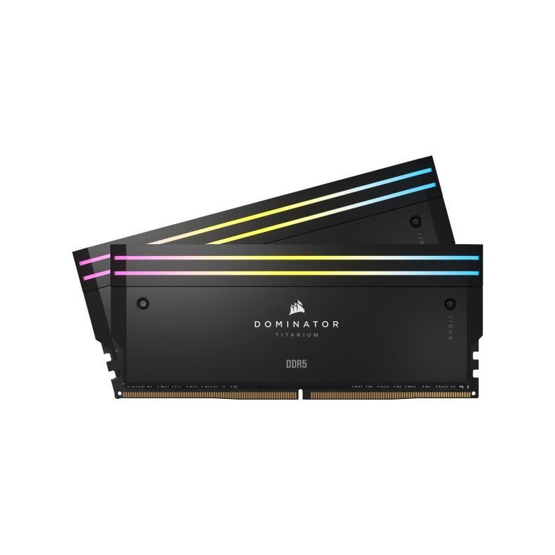 Mémoire RAM - CORSAIR - Dominator Titanium RGB DDR5 - 32GB 2x16GB DIMM - 7000MT/s - Intel XMP 3.0 - 1.45V - Noir (CMP32GX5M2X70