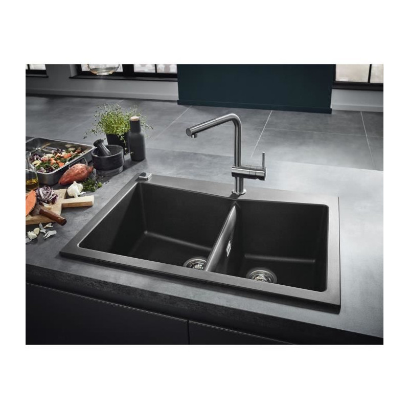 Evier de cuisine - Quartz composite - Gris granite - A encastrer par dessus ou dessous - GROHE K700 - 31657AT0