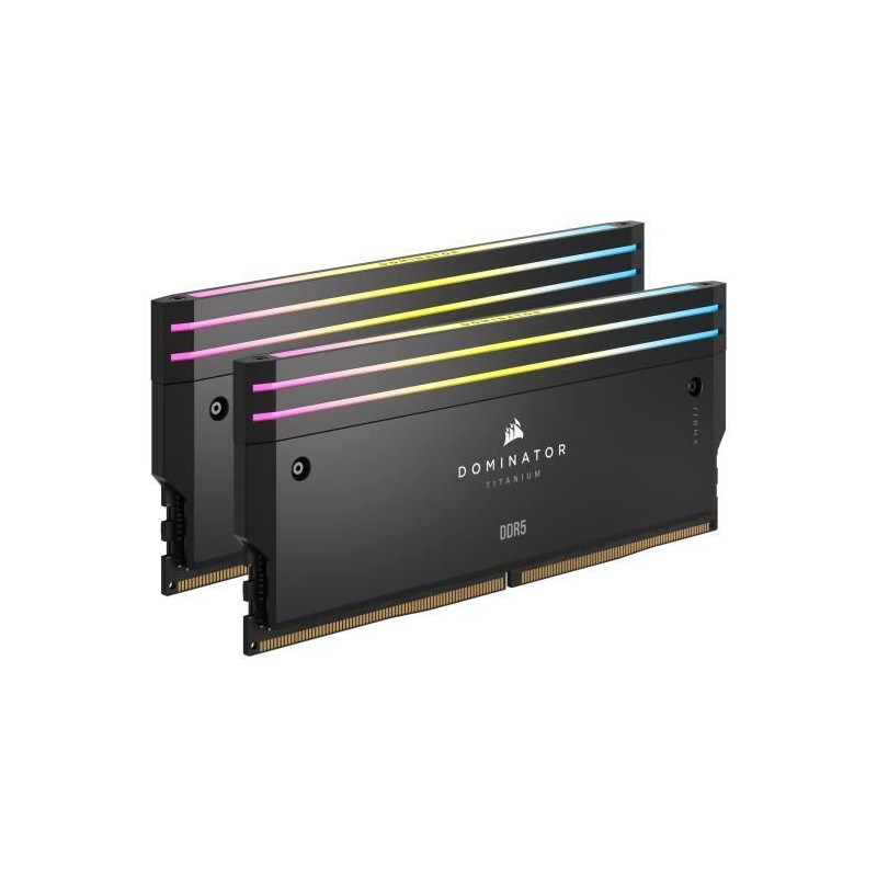 Mémoire RAM - CORSAIR - Dominator Titanium RGB DDR5 - 64GB 2x32GB DIMM - 6600MT/s - Intel XMP 3.0 - 1.40V - Noir (CMP64GX5M2X66