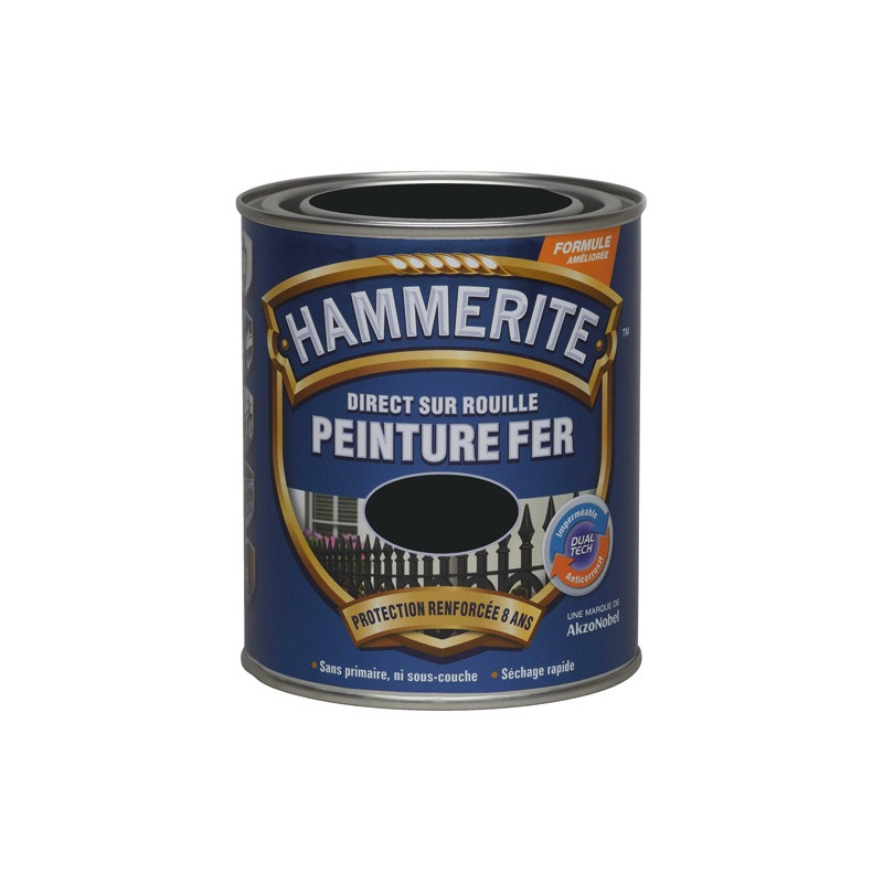 JULIEN HAMMERITE FER MAT 0.75L NOIR FERRONNER JULIEN - 5093645