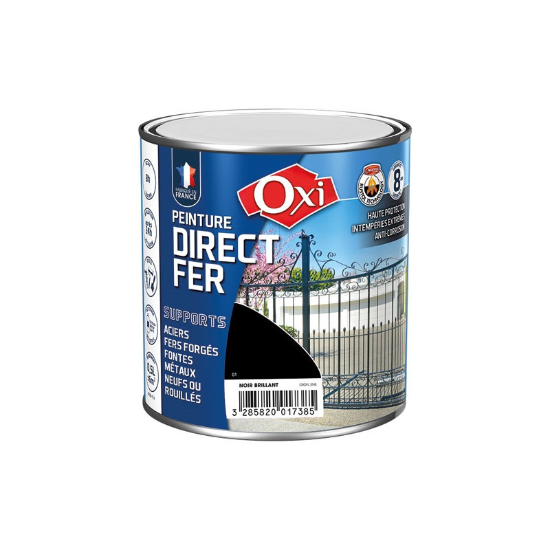 OXI DIRECTE FER LISSE NOIR BRILLANT 0.5L OXI - DFL.5NB