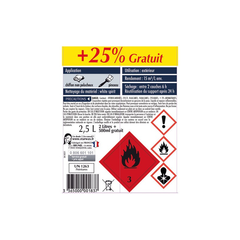 HUILE PROTECTRICE BOIS EXTE.TECK 2L STARWAX - 183