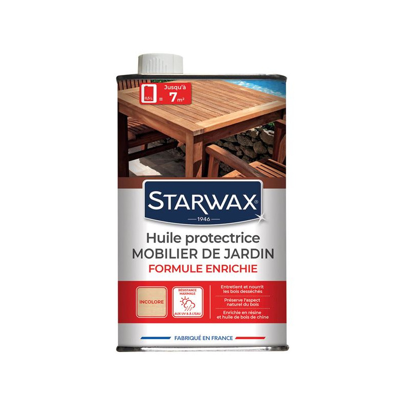 HUILE PROTECTRICE BOIS EXTE.TECK 500ML STARWAX - 192