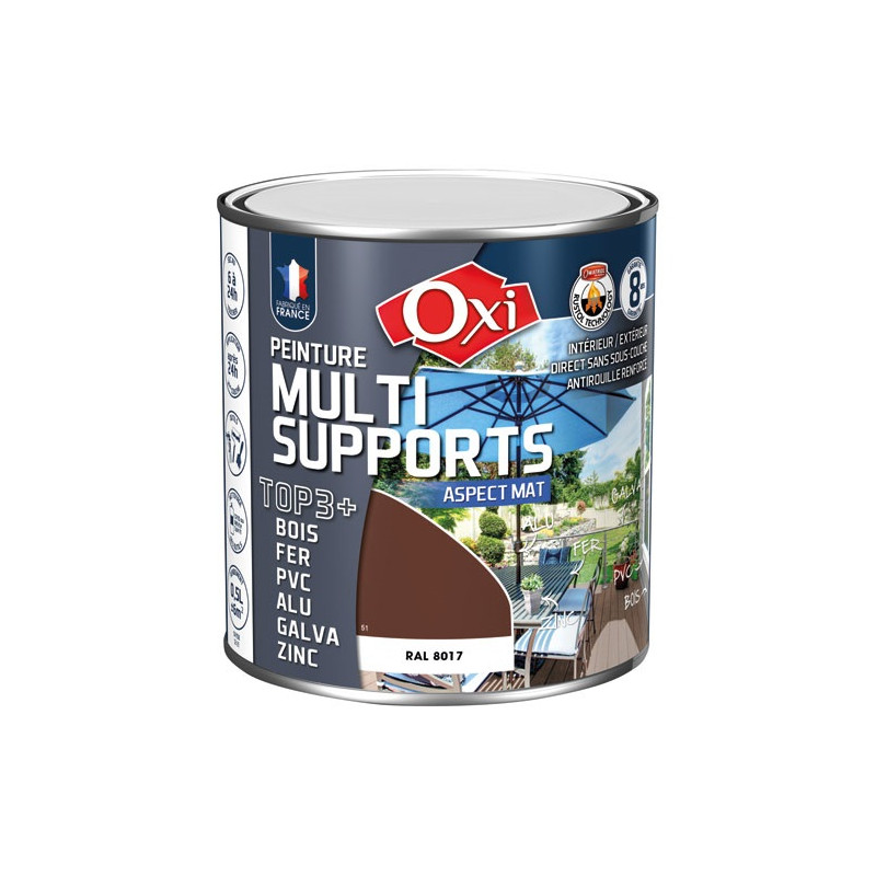 OXI PEINT.TOP 3 BOIS FER PVC MAT 500ML BRU OXI - OXTOPM.5BR