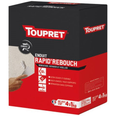 TOUPRET ENDUIT REBOUCH INT/EXT POUDRE 4KG BLC TOUPRET - BCHREB01B4