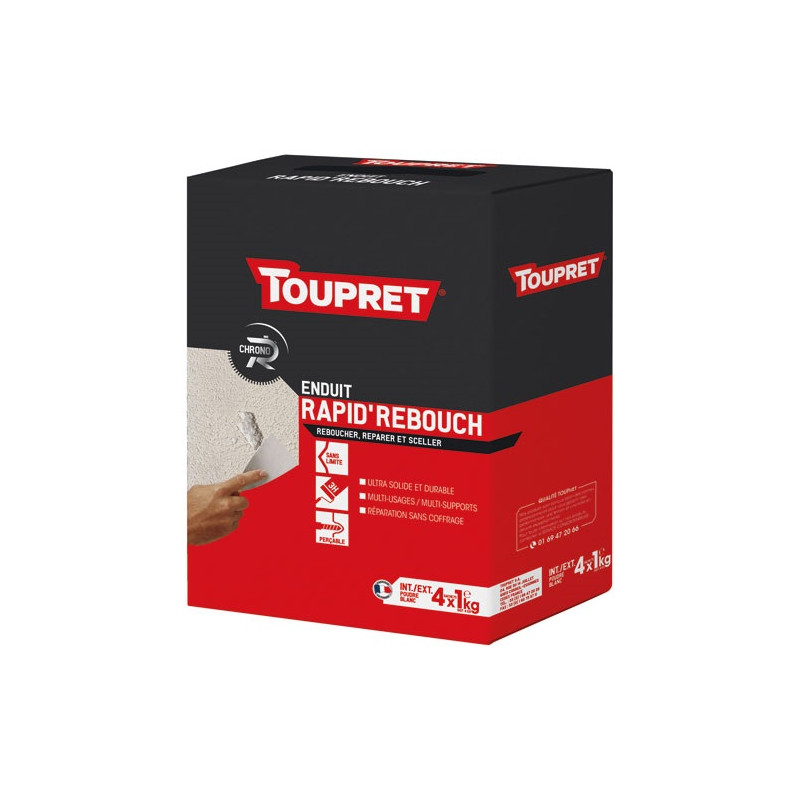 TOUPRET ENDUIT REBOUCH INT/EXT POUDRE 4KG BLC TOUPRET - BCHREB01B4