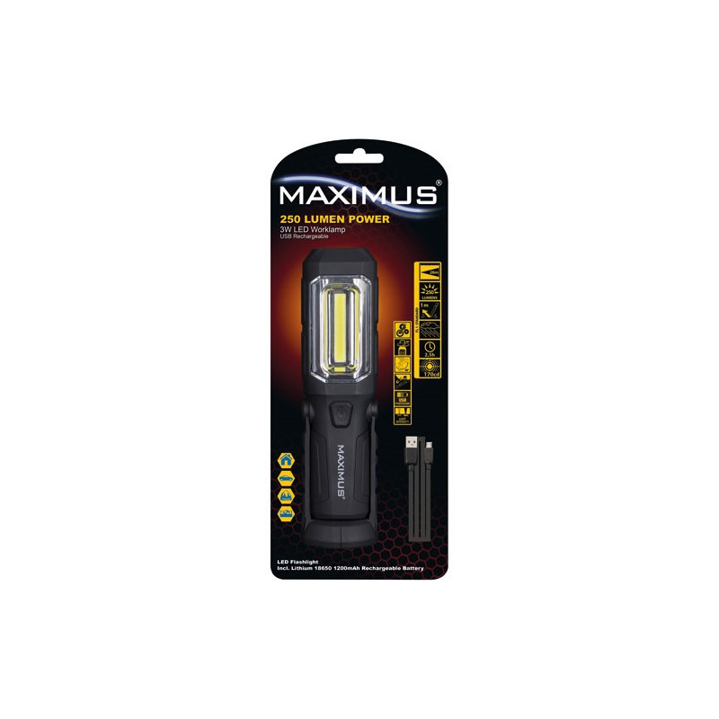 MAXIMUS LAMPE TORCHE MULTIF.RECHARG.240LM 3W MAXIMUS - M-WKL-011