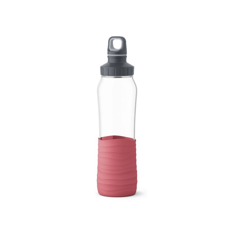 EMSA GOURDE DRINK2GO 0.7L VERRE/SILICONE*ROSE EMSA - N3100400