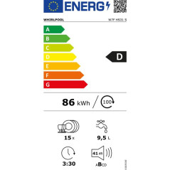 Whirlpool LV posable, Inox, 42dB, 9,5 L, Classe C, 14 couverts, Dép Diff 24 H, 8 WHIRLPOOL - W7FHS31S