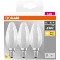 OSRAM LED FLAMME DEPOLIE E14 5.5W CHAUD X3 OSRAM - 4058075592551