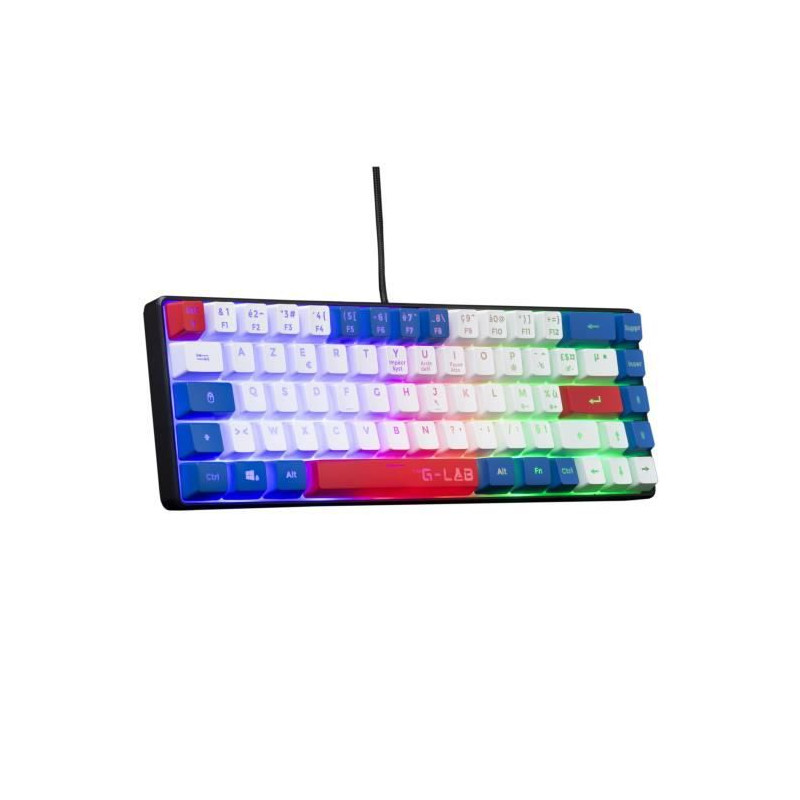 Clavier Gaming - THE G-LAB - KEYZ-HYDRO-BWR/FR - Membrane 60% 3 couleurs touches Bleu-Blanc-Rouge