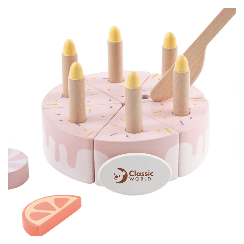 Classic World Wooden Birthday Cake with Candles, 16 pcs. 50565