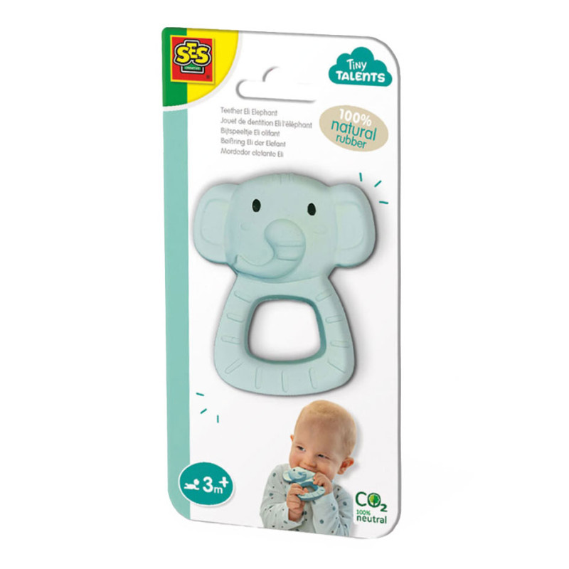 SES Tiny Talents Teething Toy Eli Elephant - 100% Natural Rub 13163