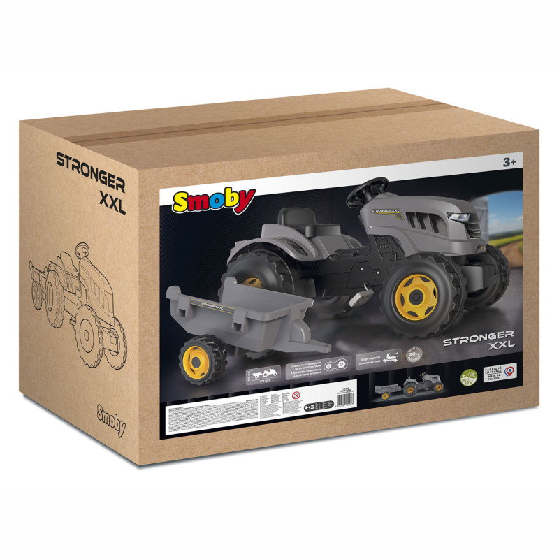 Smoby Stronger XXL Pedal Tractor with Trailer Gray 710202