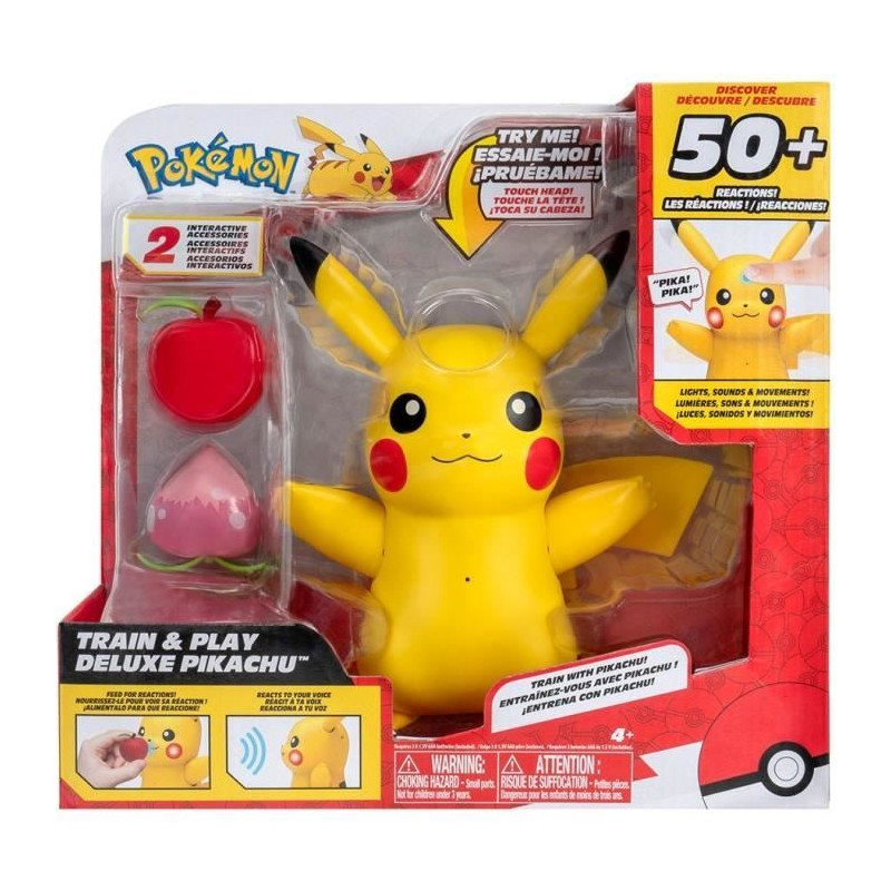 Figurine miniature - BANDAI - Pokémon Pikachu interactif et ses accessoires - Jouet avec lumieres, sons et mouvements - JW3330