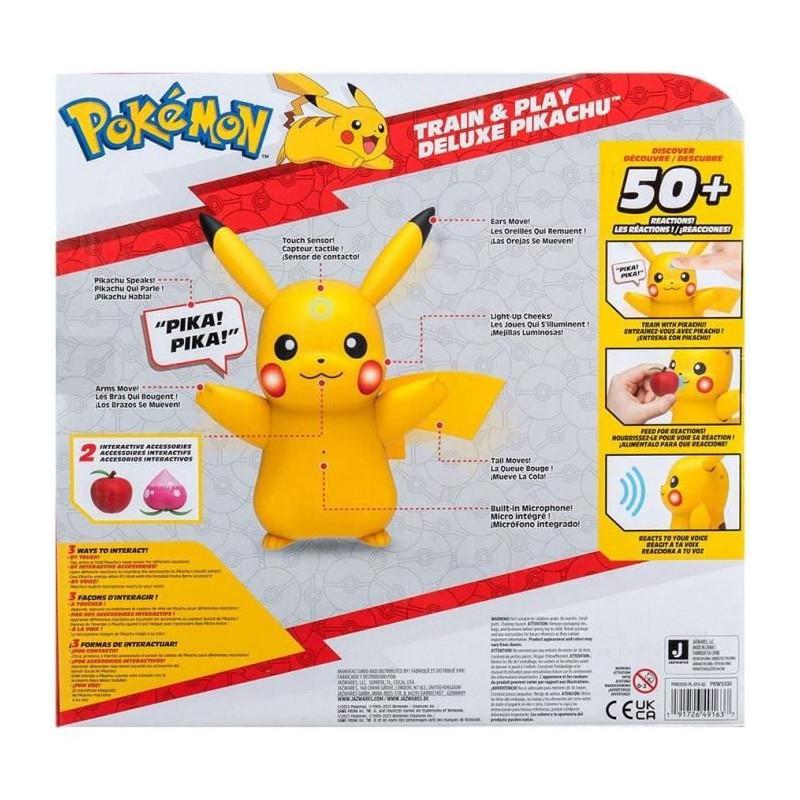 Figurine miniature - BANDAI - Pokémon Pikachu interactif et ses accessoires - Jouet avec lumieres, sons et mouvements - JW3330