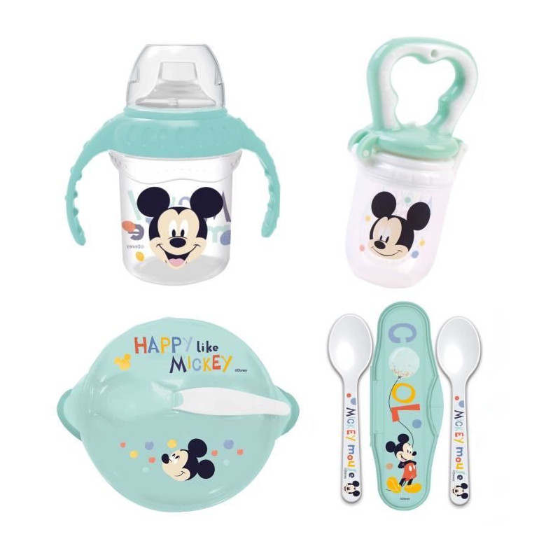 Pack repas 1er age THERMOBABY MICKEY - 1 grignoteuse + 1 bol + 1 tasse a poignée +2 cuilleres