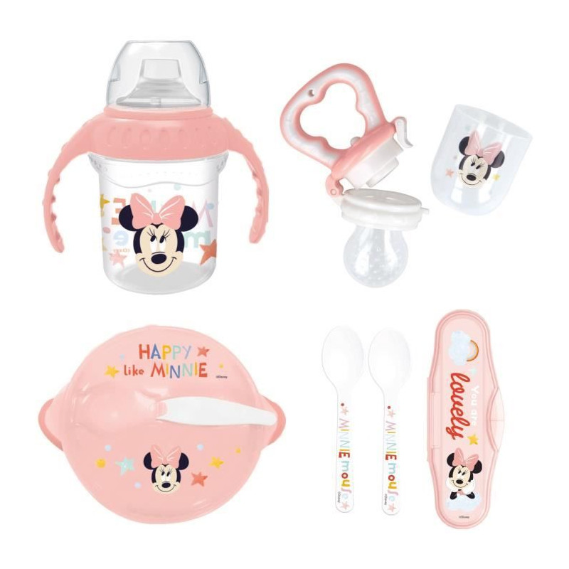 Pack repas 1er age THERMOBABY MINNIE - 1 grignoteuse + 1 bol + 1 tasse a poignée +2 cuilleres