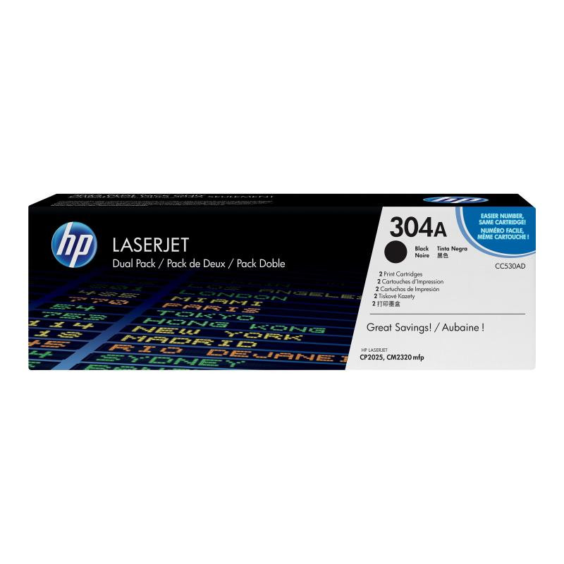 HP No 304A HP304A HP 304A Dual Pack Black Schwarz Cartridge (CC530AD)