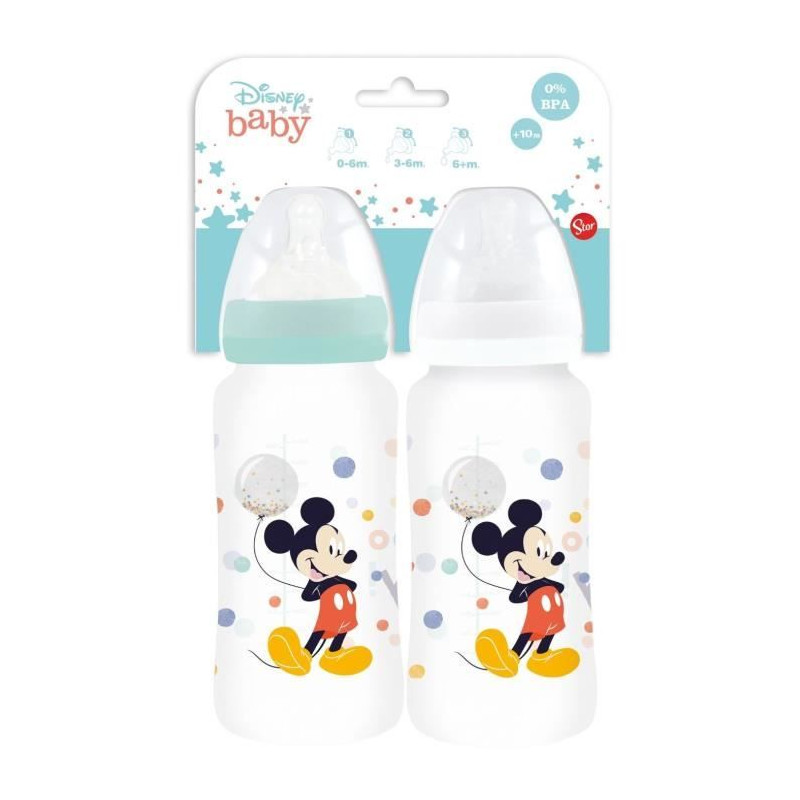 Lot de 2 biberons THERMOBABY MICKEY COOL - 360ml - Anti coliques - Débit 3 positions