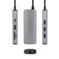 Hub USB C Urban Factory 8 en 1 avec 3 USB A 1 HDMI 4K 60Hz 1 RJ45 lecteurs cartes SD et Micro SD 1 USB C 100W PD Gris anthracit