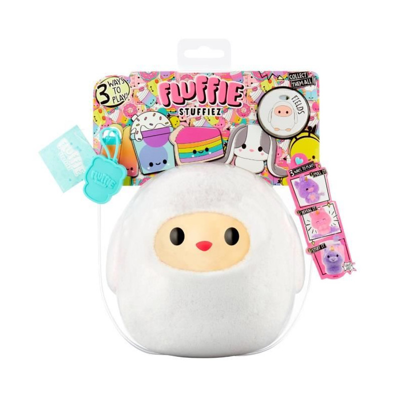 Fluffie Stuffiez - Peluche ASMR a personnaliser - MOUTON - Rembourrage a retirer et découvrir un autre personnage - Dés 4 ans